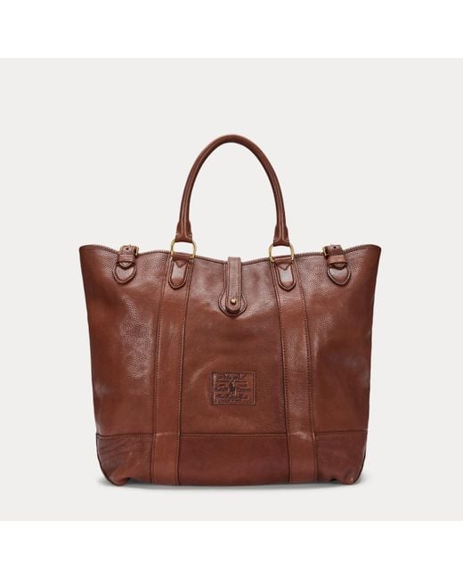 Bolso Tote De Piel Heritage Polo Ralph Lauren de hombre de color Black