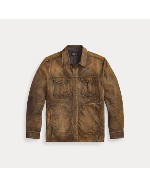 RRL Brown Sheepskin Overshirt for men