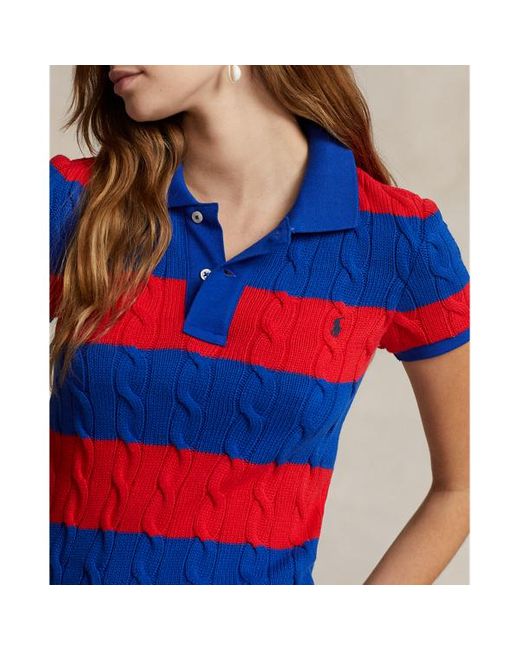 Polo Ralph Lauren Slim Fit Kabelgebreid Polo-shirt in het Blue