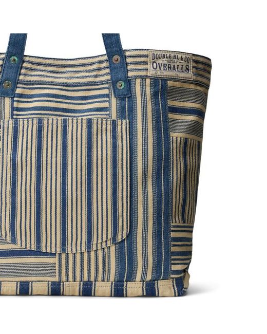 Tote patchwork a righe indaco di RRL in Blue da Uomo
