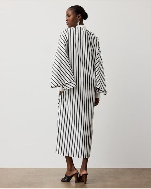 Ralph Lauren Gray Juliana Striped Cotton Day Dress