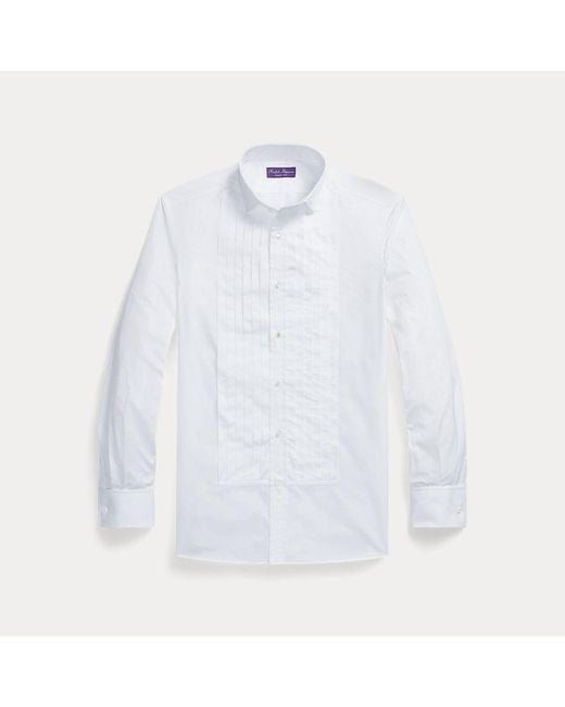 Ralph Lauren Purple Label White Pleated-bib Poplin French Cuff Shirt for men