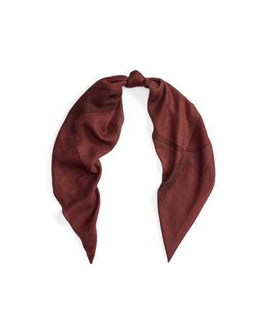 Ralph Lauren Red Ralph Lauren Logo Jacquard Wool-Silk Square Scarf