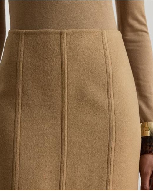 Ralph Lauren Brown Double-Faced Wool-Blend Pencil Skirt
