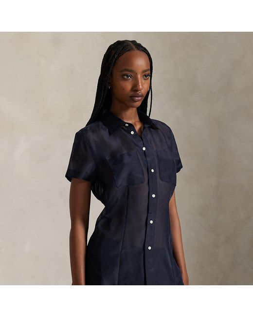 Ralph Lauren Blue Silk Organza Shirt