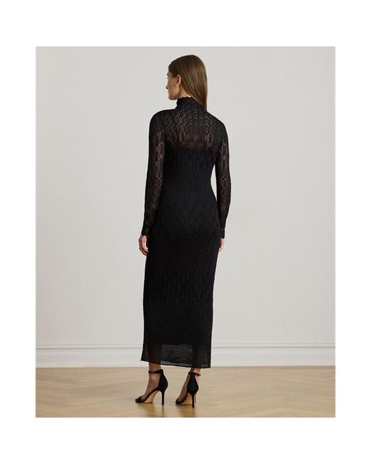pointelle knit turtleneck dress Ralph Lauren Pointelle-Knit Sweater in Black Cinderella CH189S