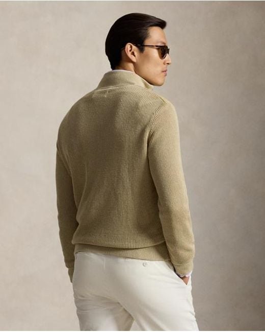 Polo Ralph Lauren Natural Hybrid Linen Full-Zip Jumper for men