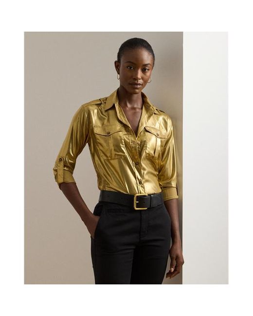 Camicia in chiffon metallizzato di Ralph Lauren in Yellow