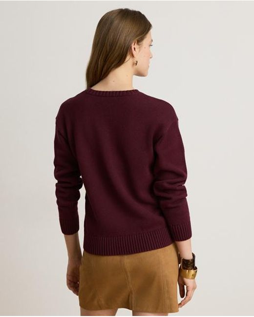 Ralph Lauren Purple Intarsia-Knit Cotton Jumper