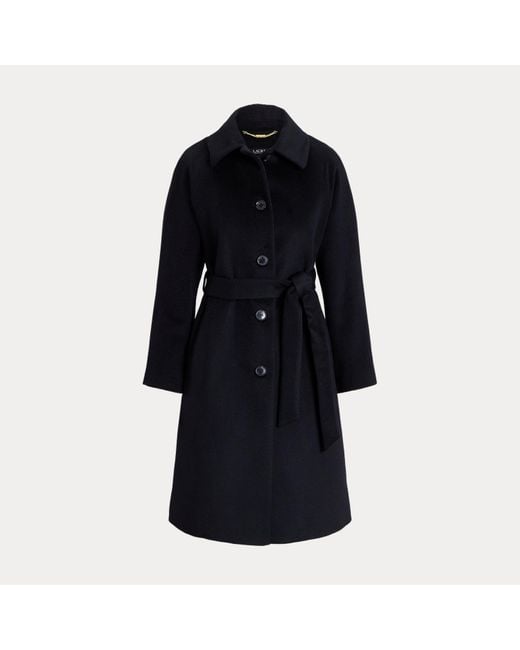 Ralph Lauren Black Mantel Aus Wollmischung Mit Gürtel