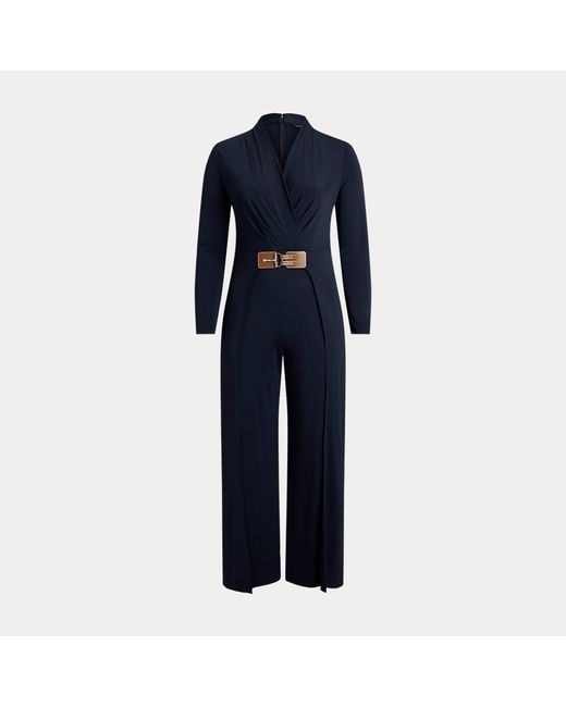Taglie Plus - Tuta in jersey con scollo a V incrociato di Ralph Lauren in Blue
