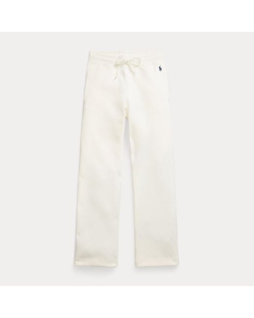 Polo Ralph Lauren White Doppellagige Jogginghose Mit Weitem Bein