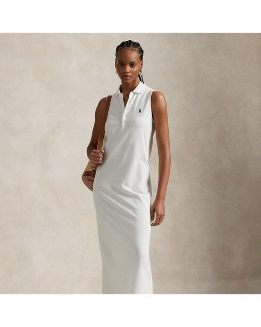 Ralph Lauren White Stretch-Cotton Sleeveless Polo Dress