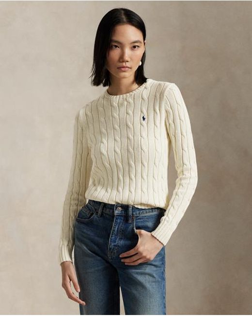Polo Ralph Lauren Natural Cable Wool-Cashmere Crewneck Sweater
