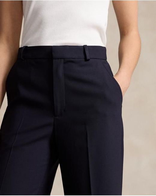 Polo Ralph Lauren Wollen Faille Broek Met Wijde Pijp in het Blue