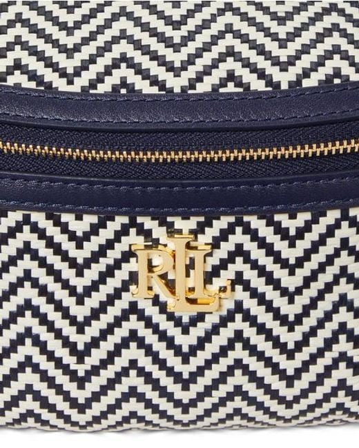 Ralph Lauren Blue Herringbone Woven Marcy Belt Bag