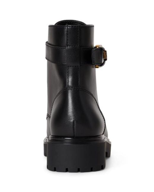 Ralph Lauren Black Allyson Calfskin Logo-Keeper Bootie