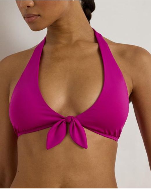 Ralph Lauren Purple Tie-Front Halter Bikini Top