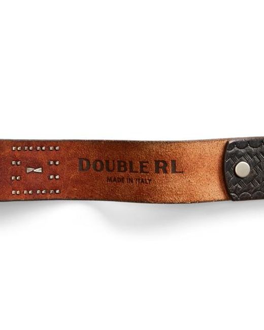 RRL Black Studded Leather Belt for men
