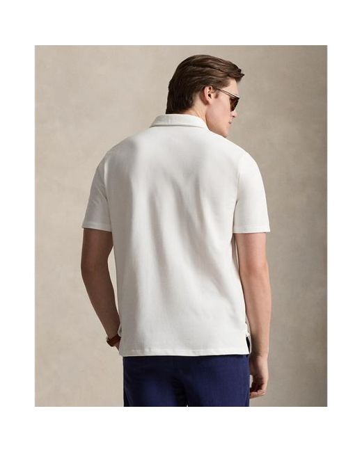 Ralph Lauren Classic Fit Crest Mesh Polo Shirt in White for Men | Lyst