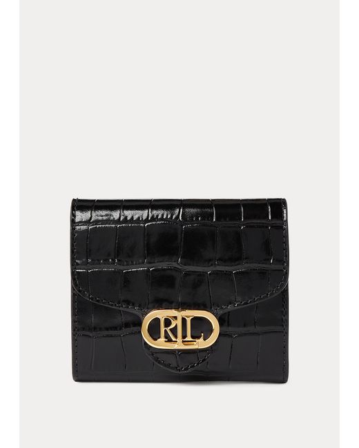 Ralph Lauren Leder Kompakte Lederbrieftasche mit Logo in Schwarz - Lyst