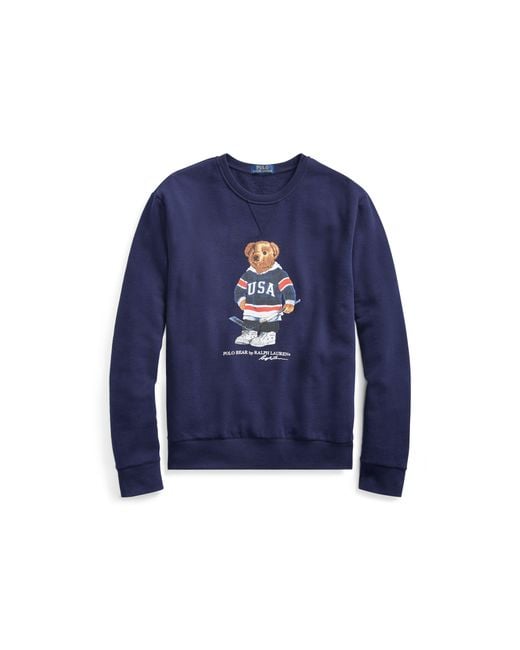 Polo Ralph Lauren Blue Hockey Bear Sweatshirt for men