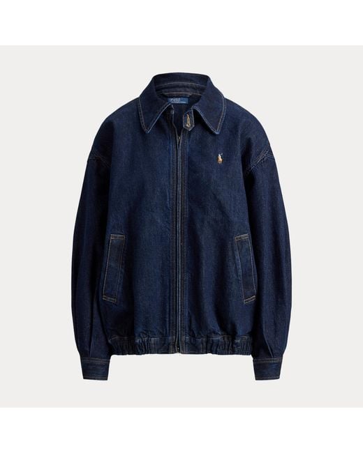 Polo Ralph Lauren Blue Denim Bubble Zip Jacket