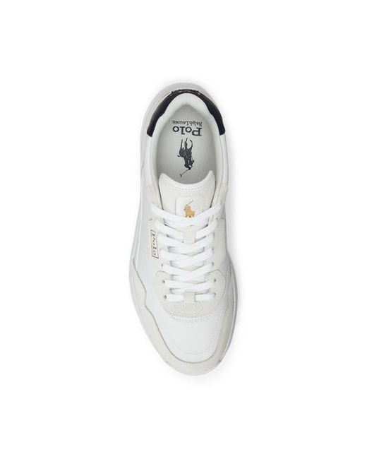 Ralph Lauren White Spa Racer 100 Leather-suede Trainer for men