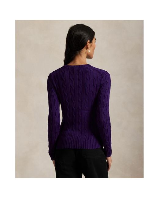 Maglia a girocollo in cotone a trecce di Polo Ralph Lauren in Purple