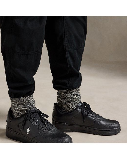 Polo Ralph Lauren Black Masters Court Embroidered-pony Leather Trainers for men