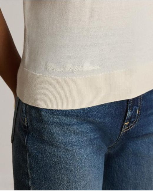 Ralph Lauren White Cotton-Modal Short-Sleeve Jumper
