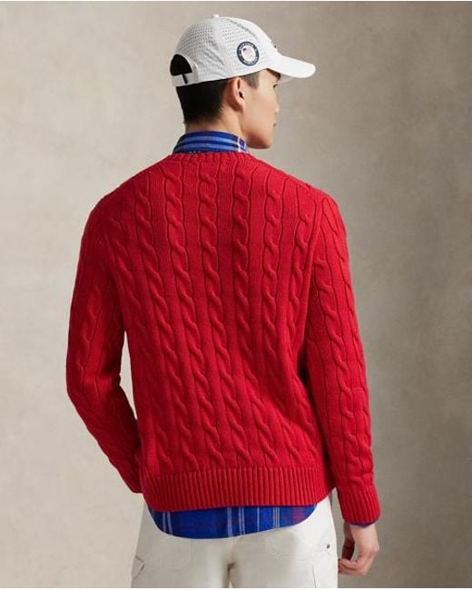 Polo Ralph Lauren Pullover Mit Zopfmuster Und Us-Flagge in Red für Herren