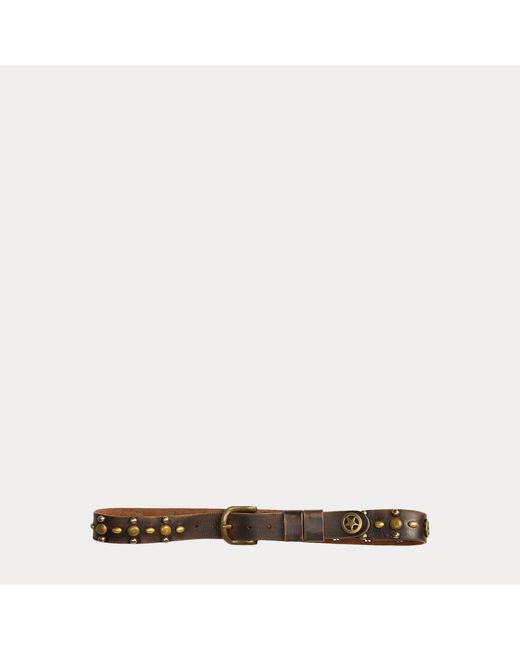 RRL Brown Studded Leather Belt for men