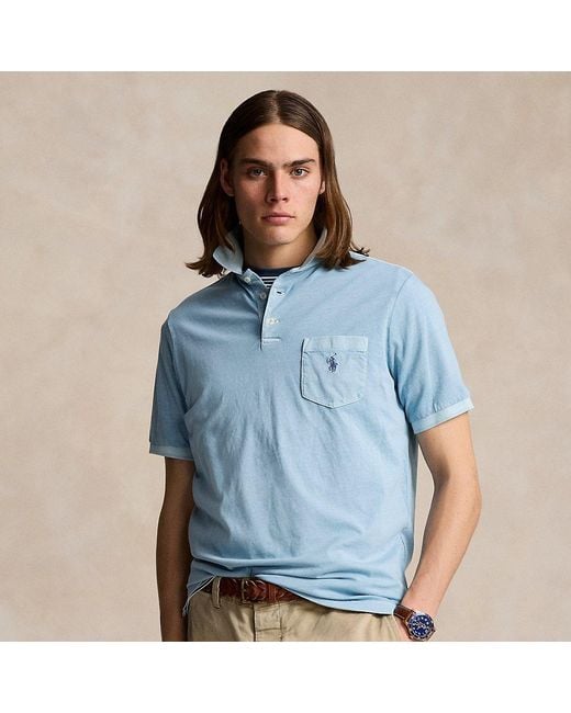 Polo Ralph Lauren Classic Fit Garengeverfd Polo-shirt in het Blue voor heren