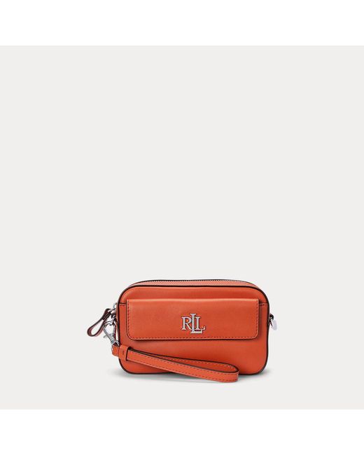 Lauren by Ralph Lauren Orange Leather Small Marcy Convertible Pouch