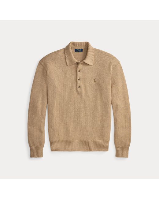 Polo Ralph Lauren Brown Relaxed Fit Cable Cotton Polo Jumper for men