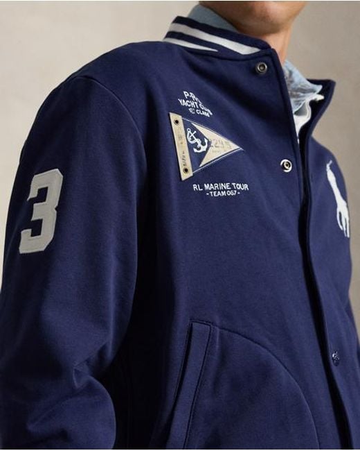 Polo Ralph Lauren Blue Big Pony Fleece Baseball Jacket for men
