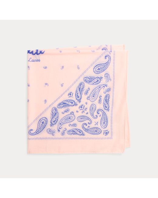 Polo Ralph Lauren Pink Logo Paisley Cotton Bandanna