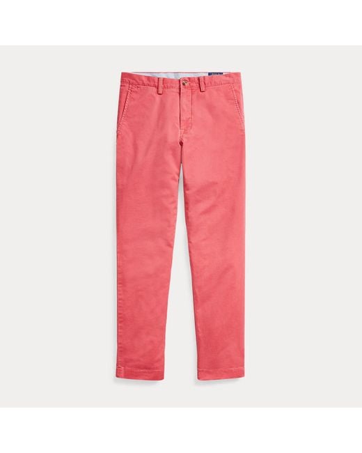 Pantaloni Bedford stretch Straight-Fit di Polo Ralph Lauren in Red da Uomo