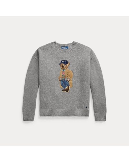 Polo Ralph Lauren Gray Relaxed Fit Polo Bear Jumper for men