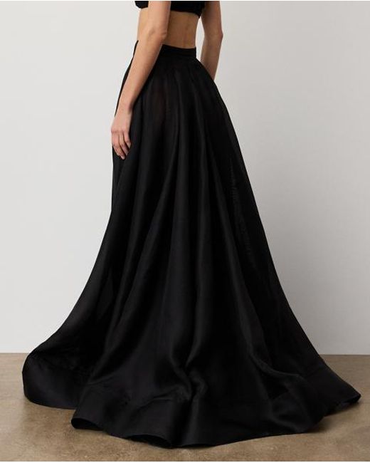 Ralph Lauren Black Ivanna Silk Gazar Maxiskirt