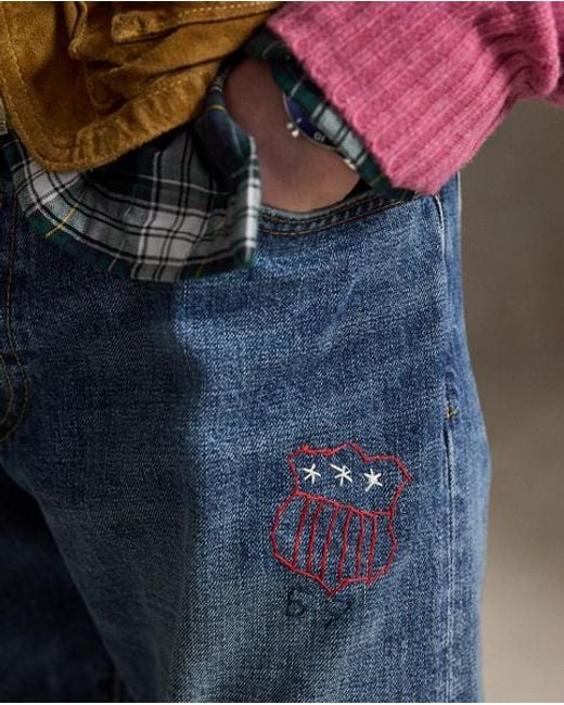 Polo Ralph Lauren Blue Hampton Straight Distressed Jeans for men