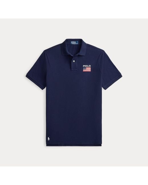 Polo Ralph Lauren Classic-Fit Mesh-Poloshirt Mit Flagge in Blue für Herren