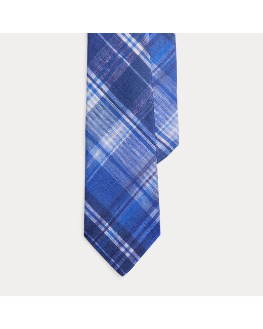 Polo Ralph Lauren Blue Plaid Linen Tie for men