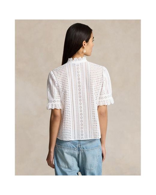 Camicia traforata in cotone di Polo Ralph Lauren in White