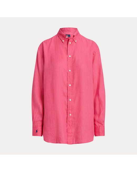 Polo Ralph Lauren Oversized Linnen Overhemd in het Pink