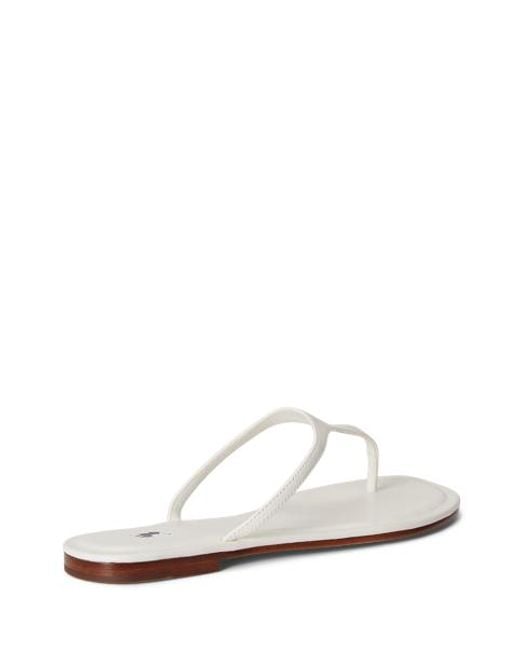 Polo Ralph Lauren White Polo Play Leather Thong Sandal