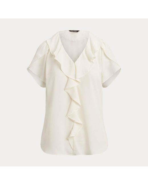 Camicetta in georgette con volant di Ralph Lauren in White