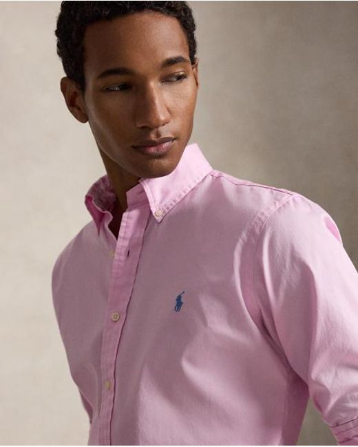 Polo Ralph Lauren Pink Custom Fit Featherweight Twill Shirt for men