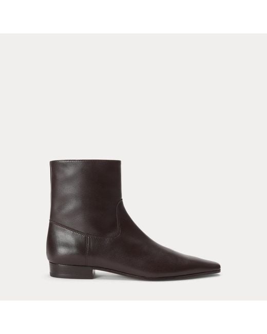 Ralph Lauren Brown Calfskin Ankle Boot
